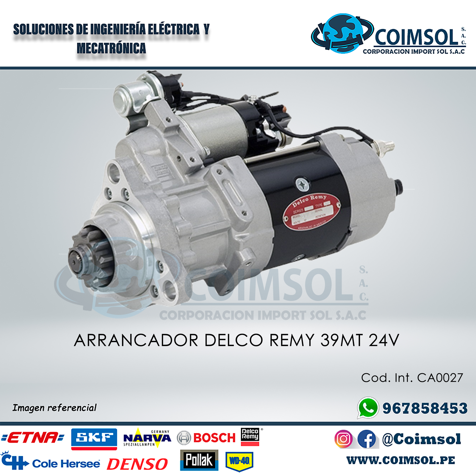 ARRANCADOR DELCO REMY 39MT – 24V - CORPORACION IMPORT SOL