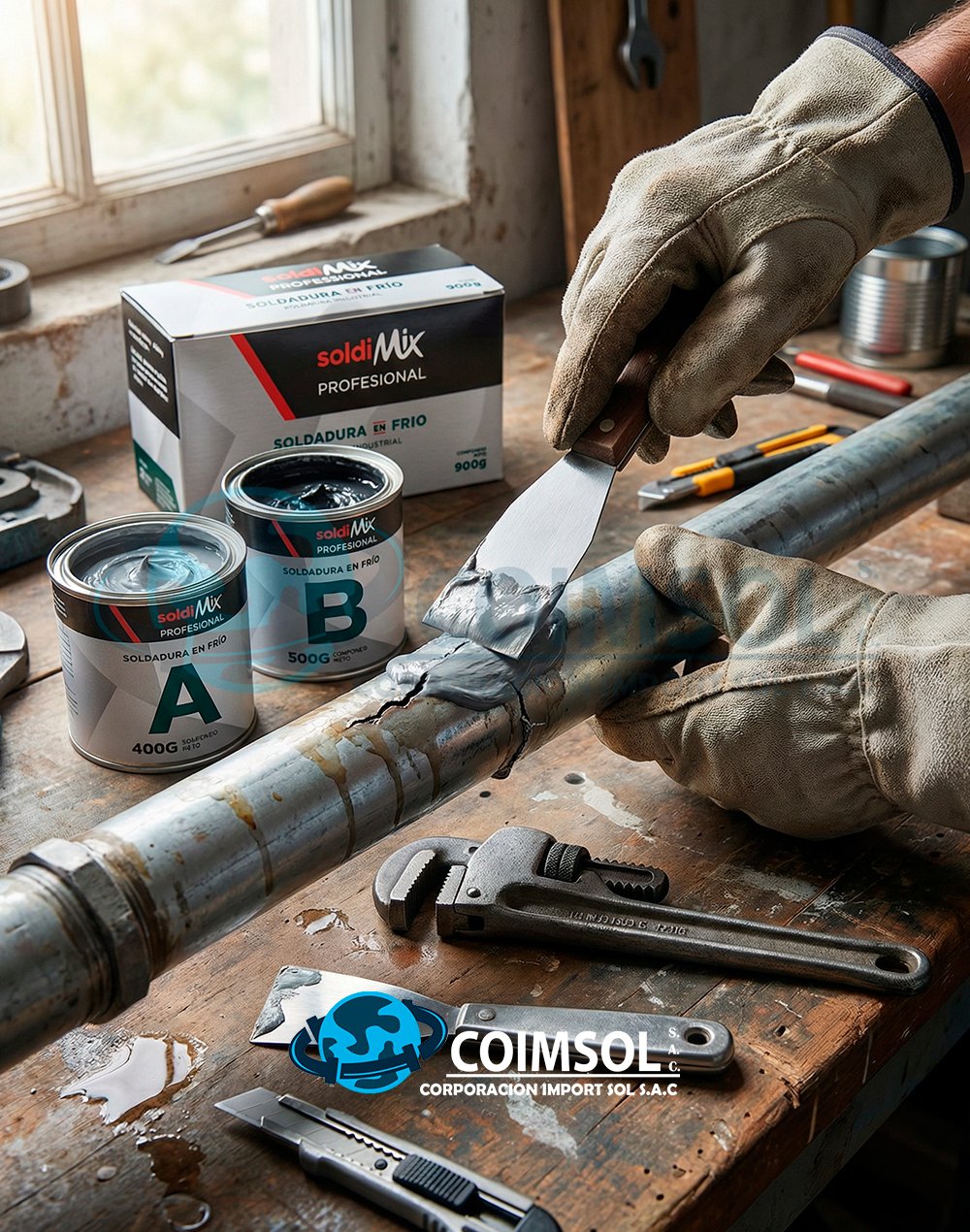 SOLDADURA EN FRIO INDUSTRIAL 900 GR SOLDIMIX - Imagen 2
