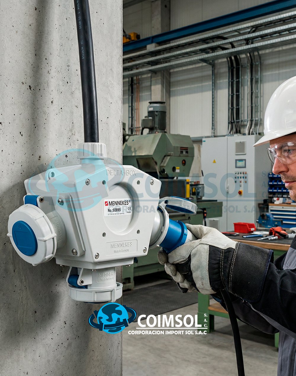 TOMA TRIPLE AEREO 16AMP 2P+T 250V AZUL 6H Ip67 (DELTA BOX) MENNEKES - Imagen 2